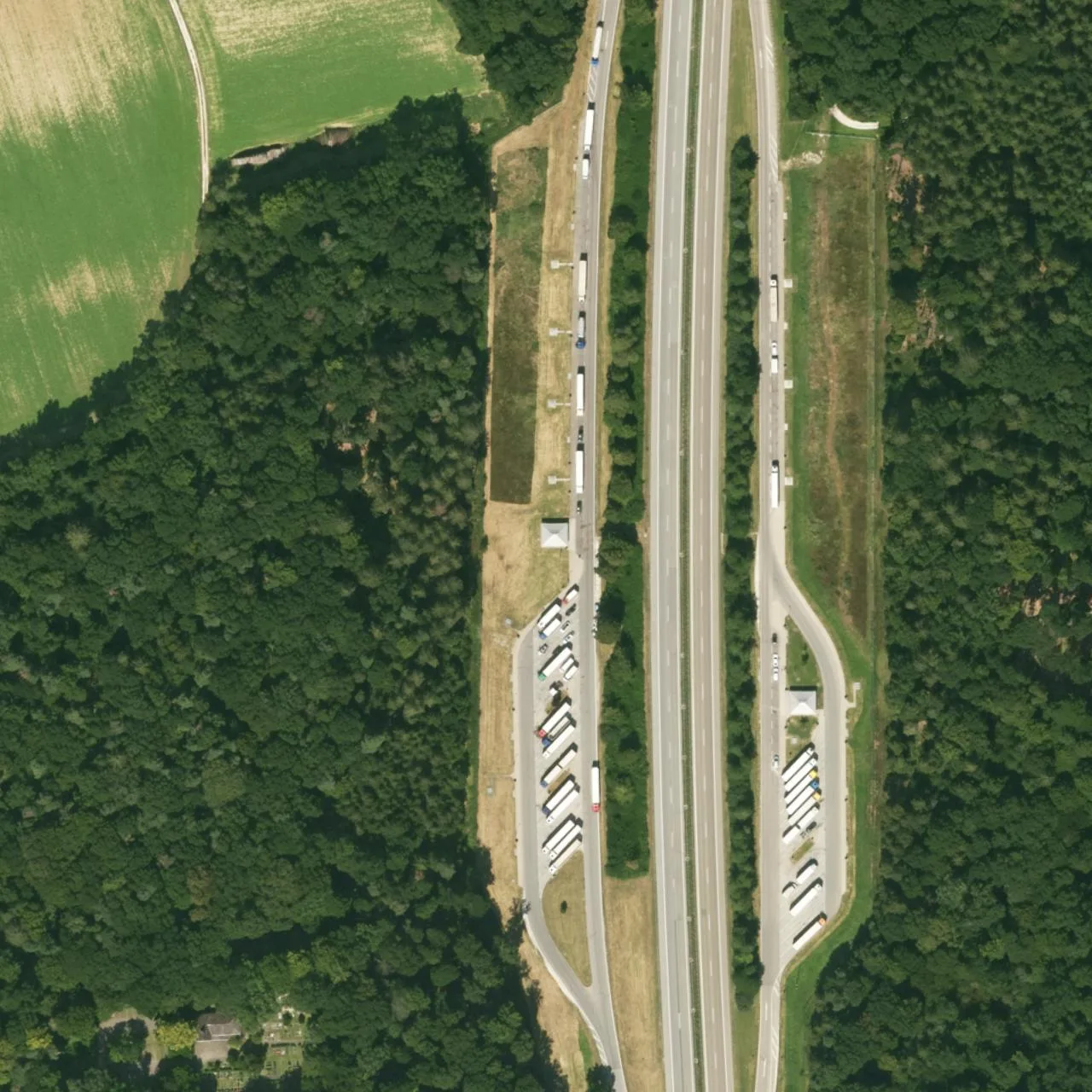 Aerial photo (orthophoto) of truck parking Buchwald-West from 2022