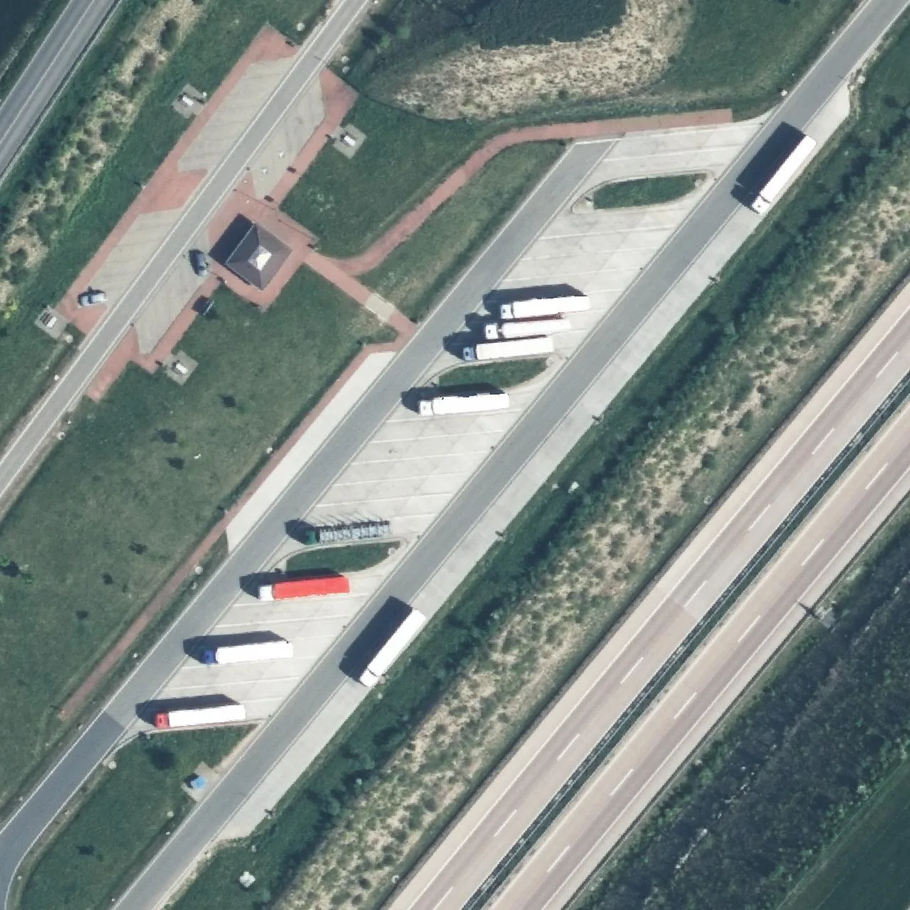 Aerial photo (orthophoto) of truck parking Hohe Schrecke West from 2024