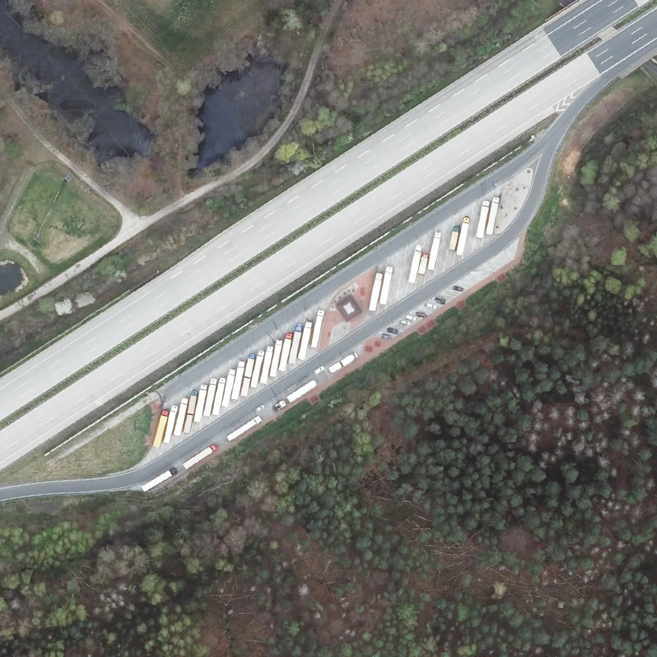 Aerial photo (orthophoto) of truck parking Kuhberg Ost from 2024