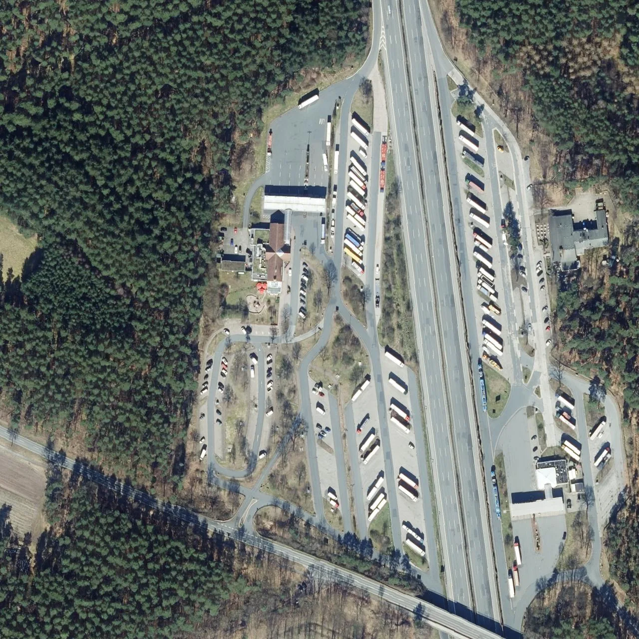 Aerial photo (orthophoto) of truck parking Allertal West from 2024