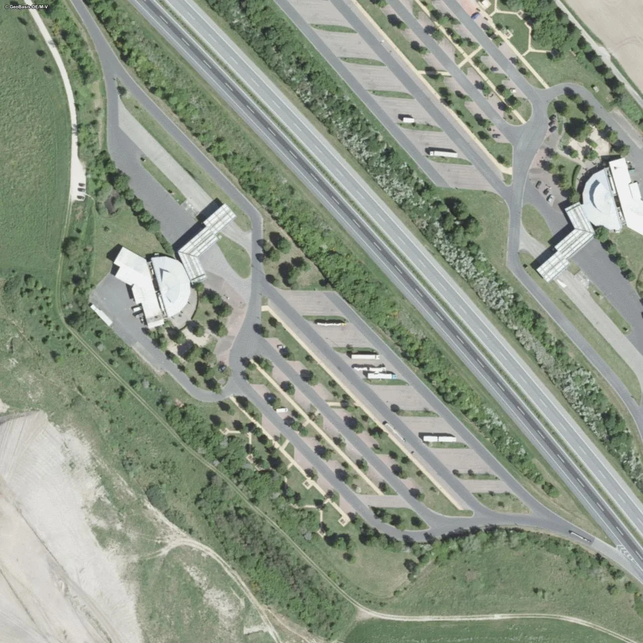 Aerial photo (orthophoto) of truck parking Recknitz Niederung West from 2024