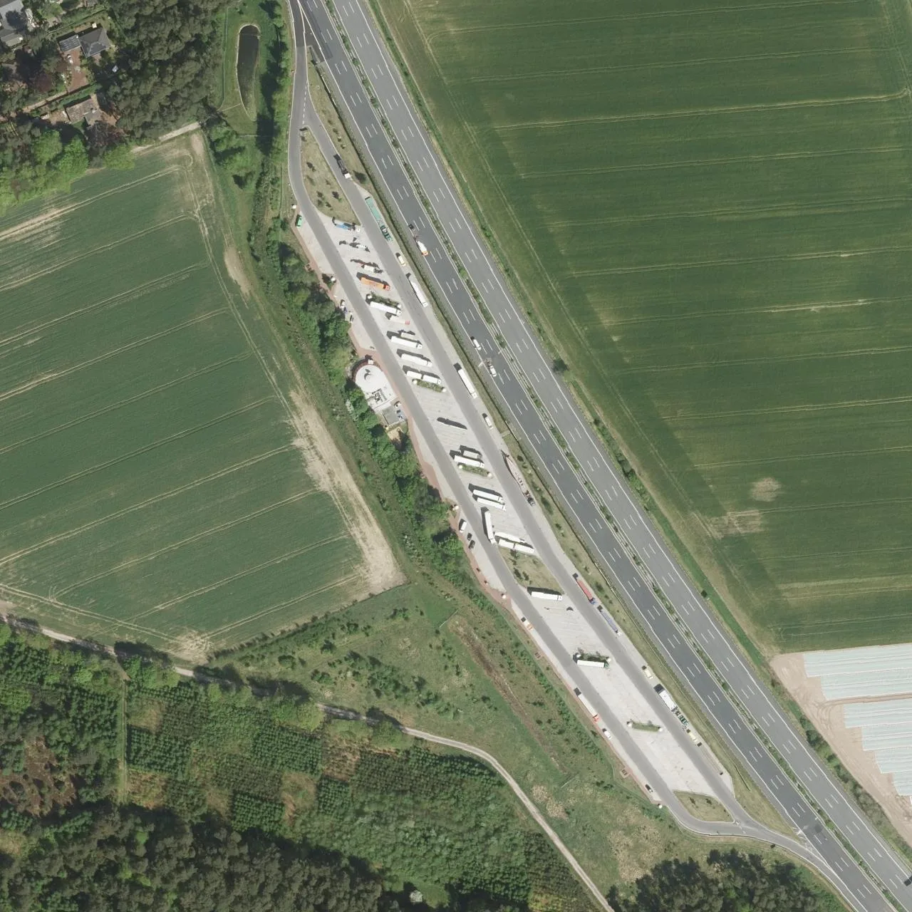 Aerial photo (orthophoto) of truck parking Hasselhöhe West from 2024