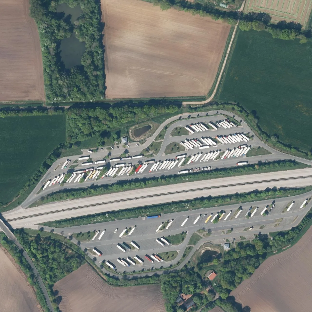 Aerial photo (orthophoto) of truck parking Waldseite Nord from 2025