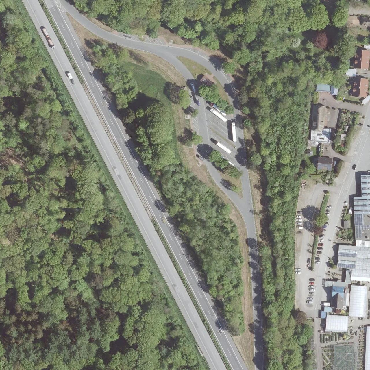 Aerial photo (orthophoto) of truck parking Altholzkrug from 2024