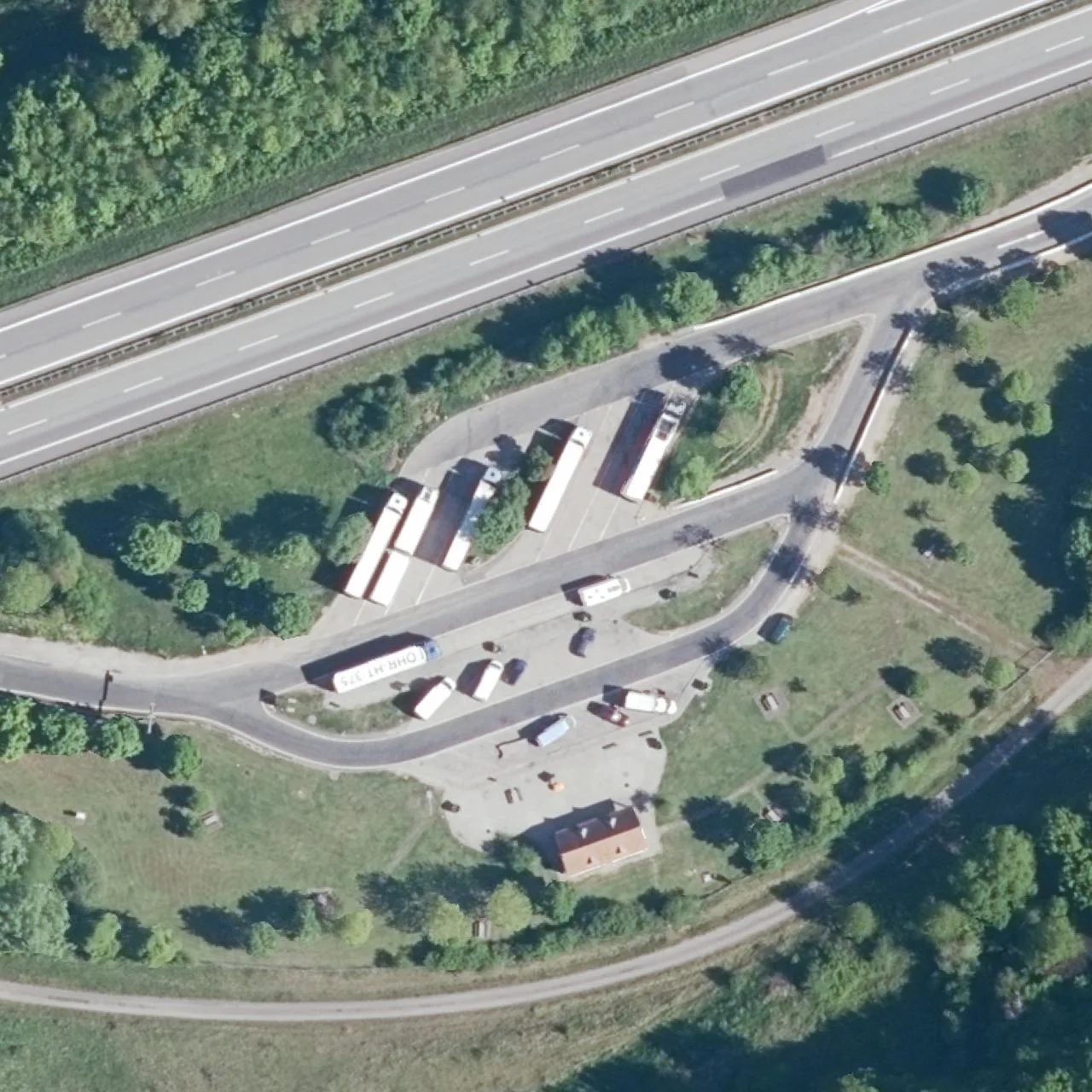 Aerial photo (orthophoto) of truck parking Spitzberg Süd from 2025