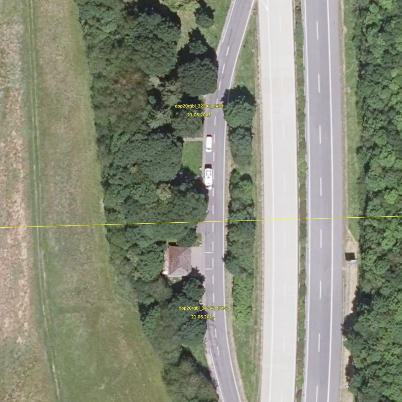 Luftbild (Orthofoto) des LKW-Parkplatzes Schalkenmehren aus dem Jahr 2025