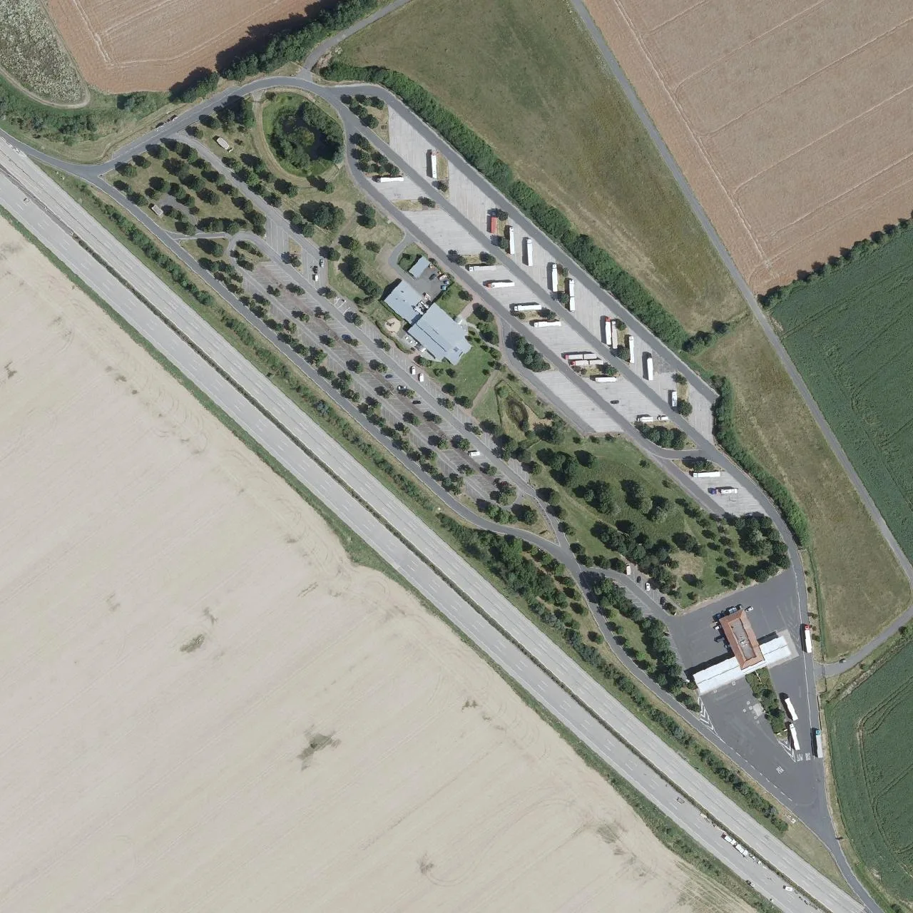 Aerial photo (orthophoto) of truck parking Hörselgau from 2024