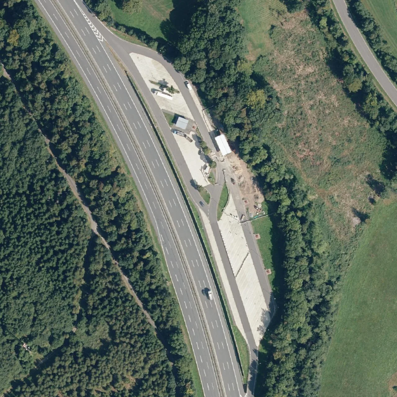 Aerial photo (orthophoto) of truck parking Neuenschmiede from 2023