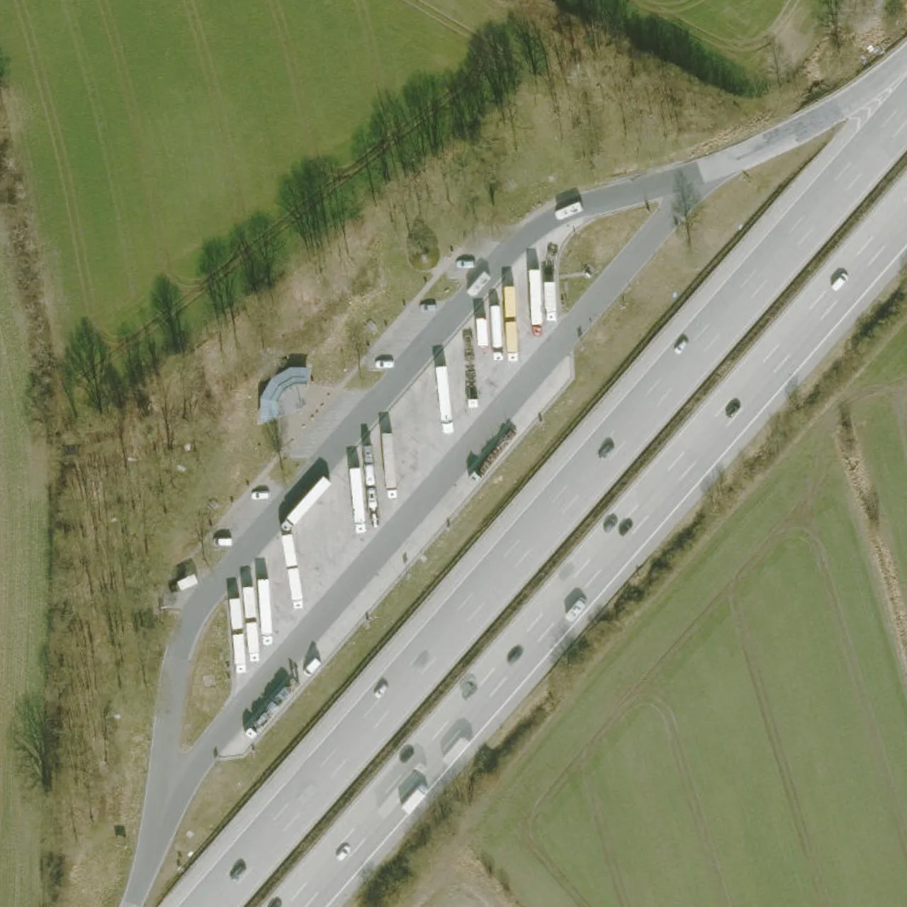 Aerial photo (orthophoto) of truck parking Ellerbrook from 2025