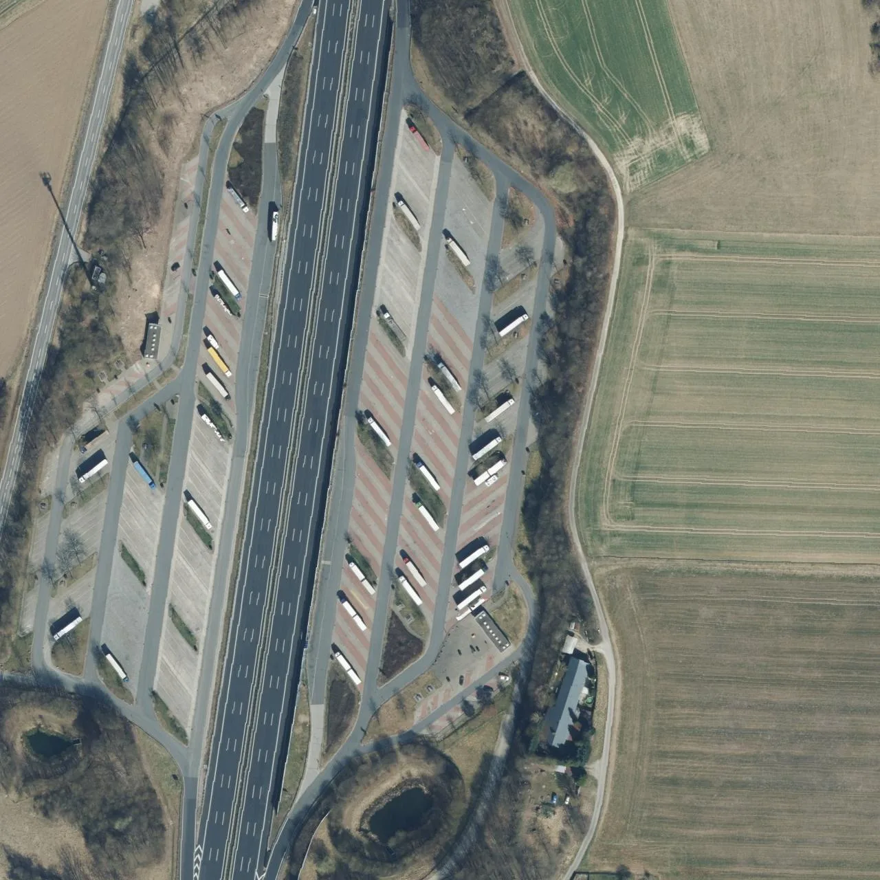Aerial photo (orthophoto) of truck parking Schwalenberg Ost from 2025
