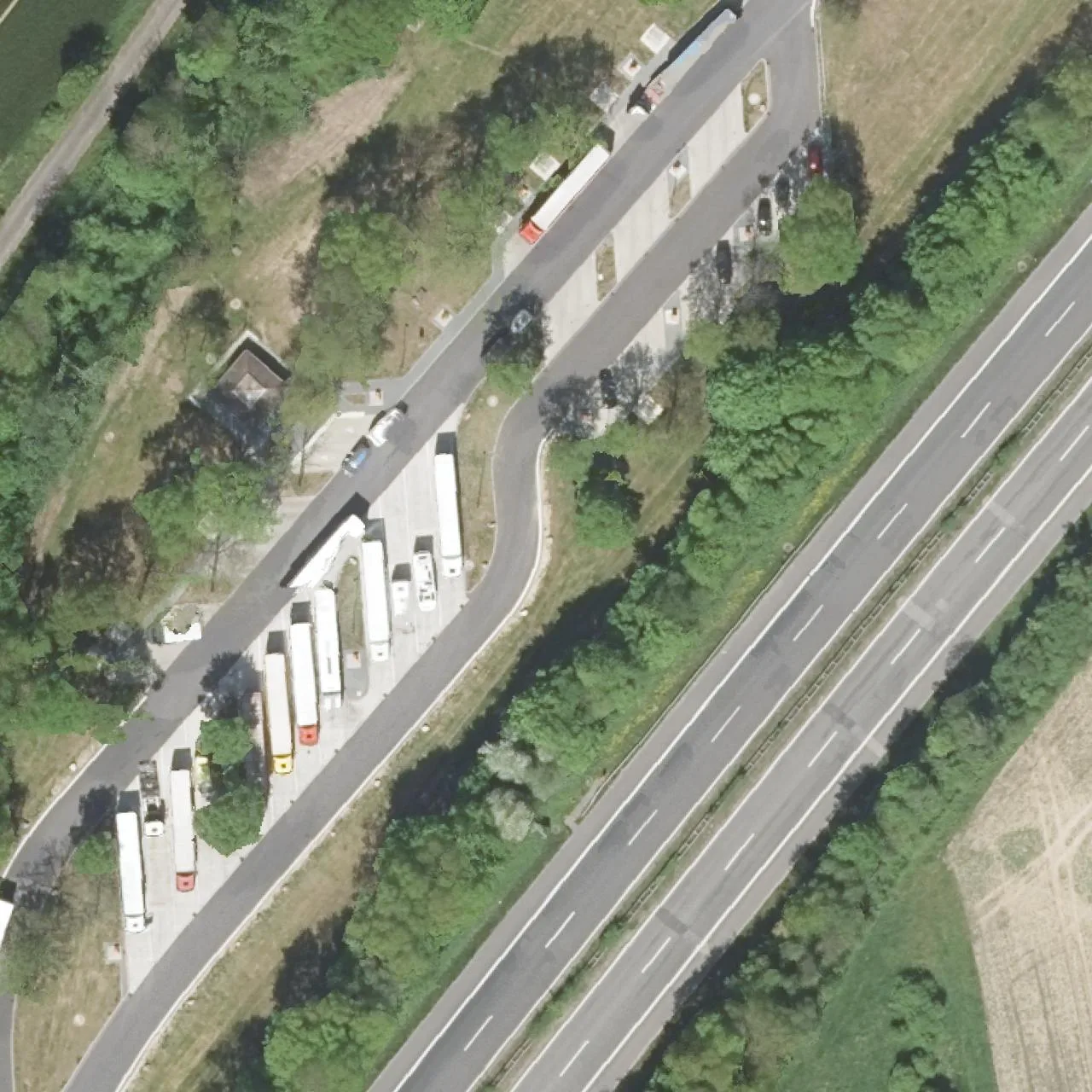 Aerial photo (orthophoto) of truck parking Rosengarten West from 2024