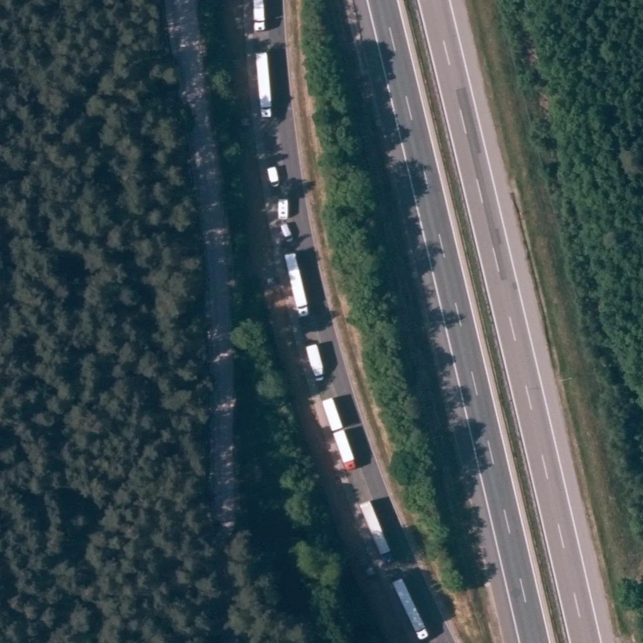 Aerial photo (orthophoto) of truck parking Kronstetten West from 2023