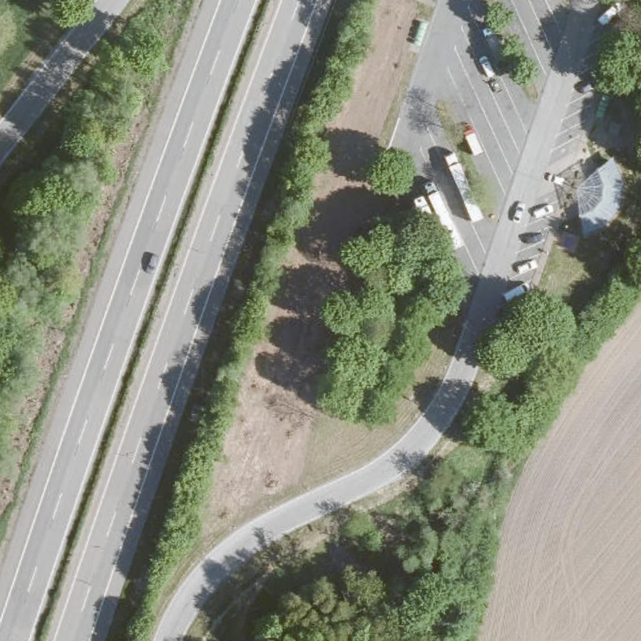 Aerial photo (orthophoto) of truck parking Rumohr Ost from 2025