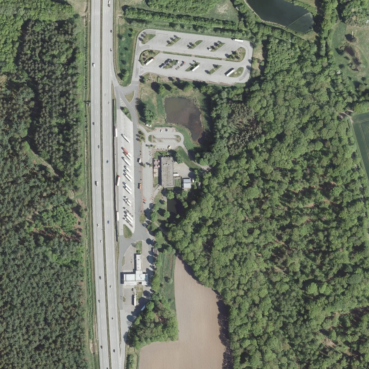 Aerial photo (orthophoto) of truck parking Brokenlande from 2025