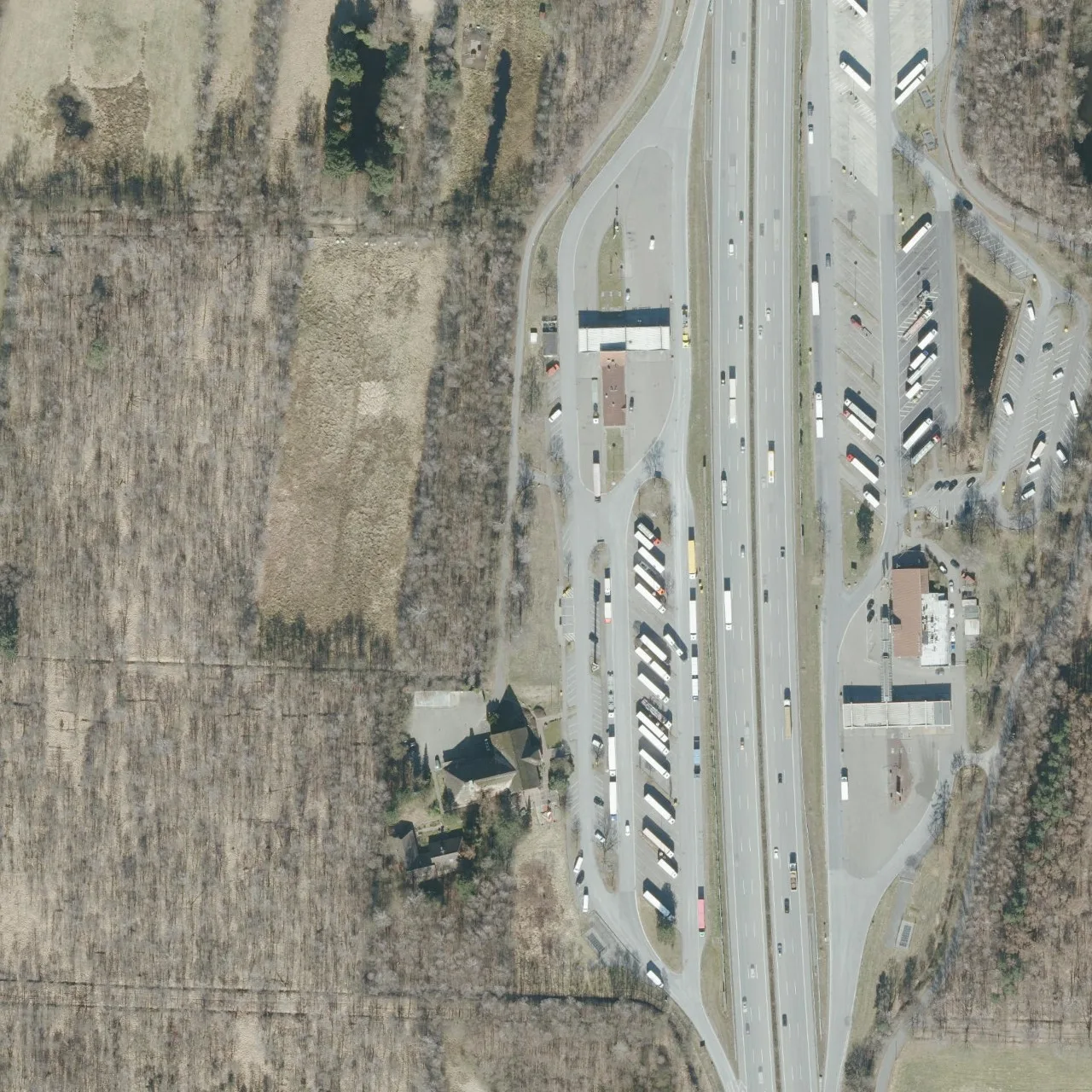 Aerial photo (orthophoto) of truck parking Holmmoor West from 2025