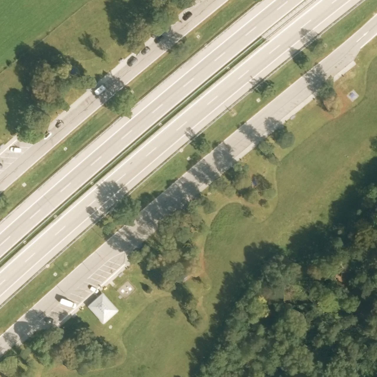 Aerial photo (orthophoto) of truck parking Ostermoos Ost from 2022