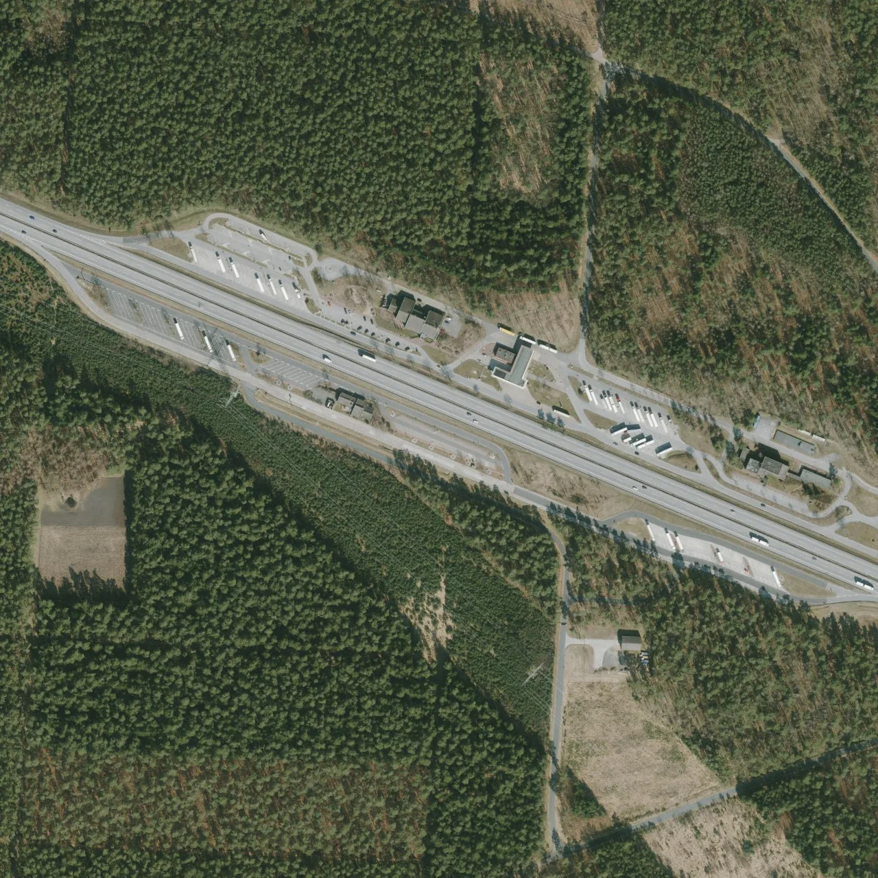 Aerial photo (orthophoto) of truck parking Gudow Süd from 2025