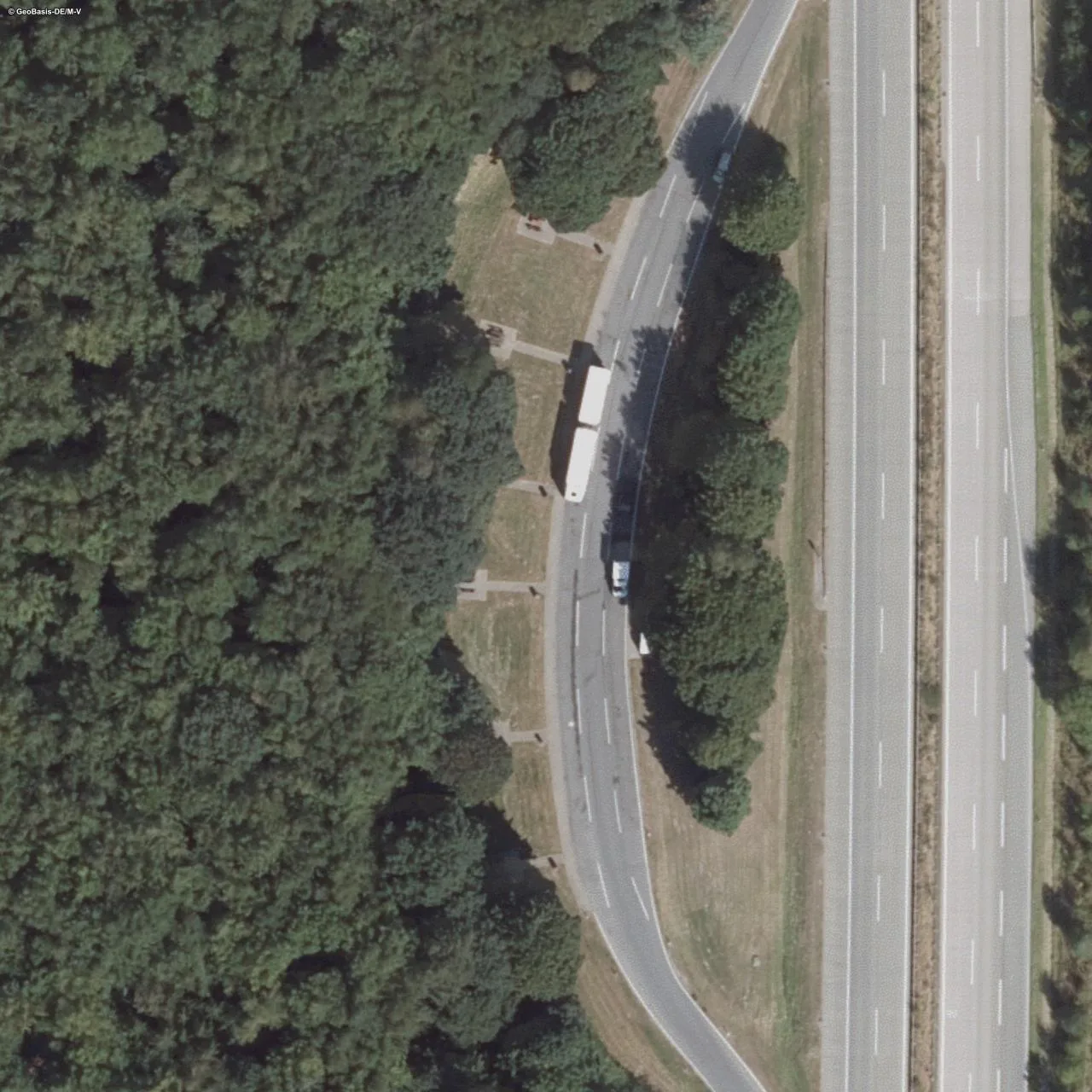 Aerial photo (orthophoto) of truck parking Zarnow West from 2024