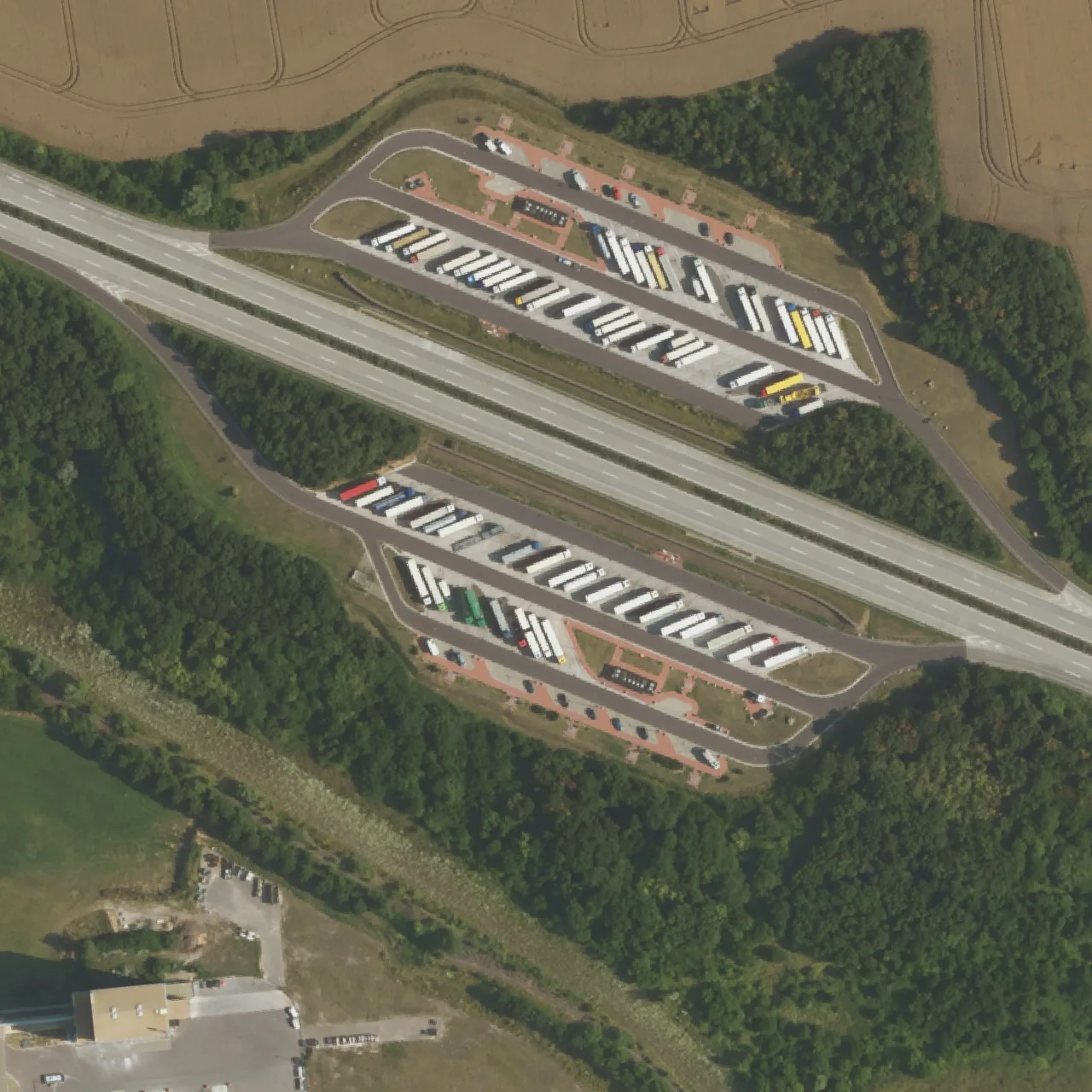 Aerial photo (orthophoto) of truck parking Sülzegrund Ost from 2024