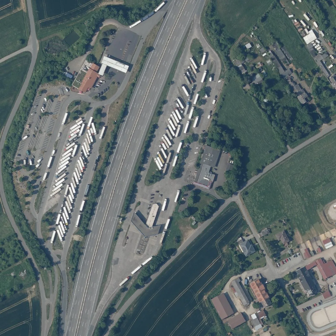 Aerial photo (orthophoto) of truck parking Wetterau Ost from 2023