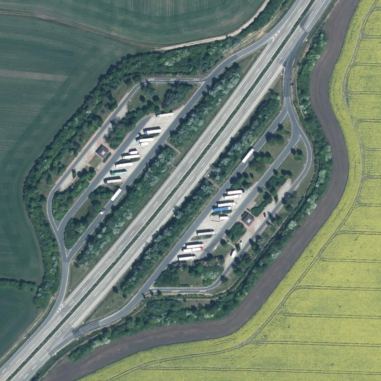 Aerial photo (orthophoto) of truck parking Thüringer Becken Ost from 2024
