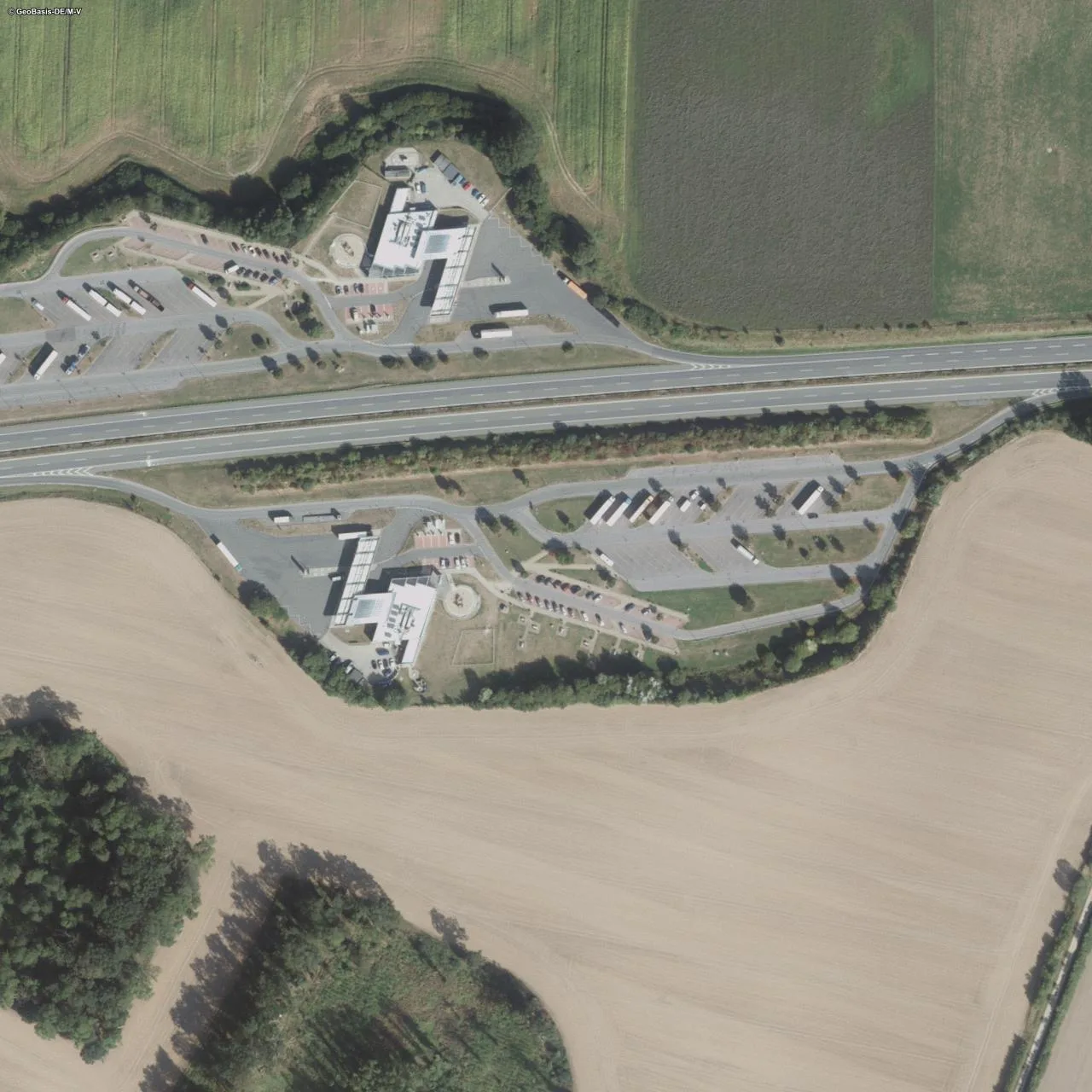 Aerial photo (orthophoto) of truck parking Schönberger Land Süd from 2024