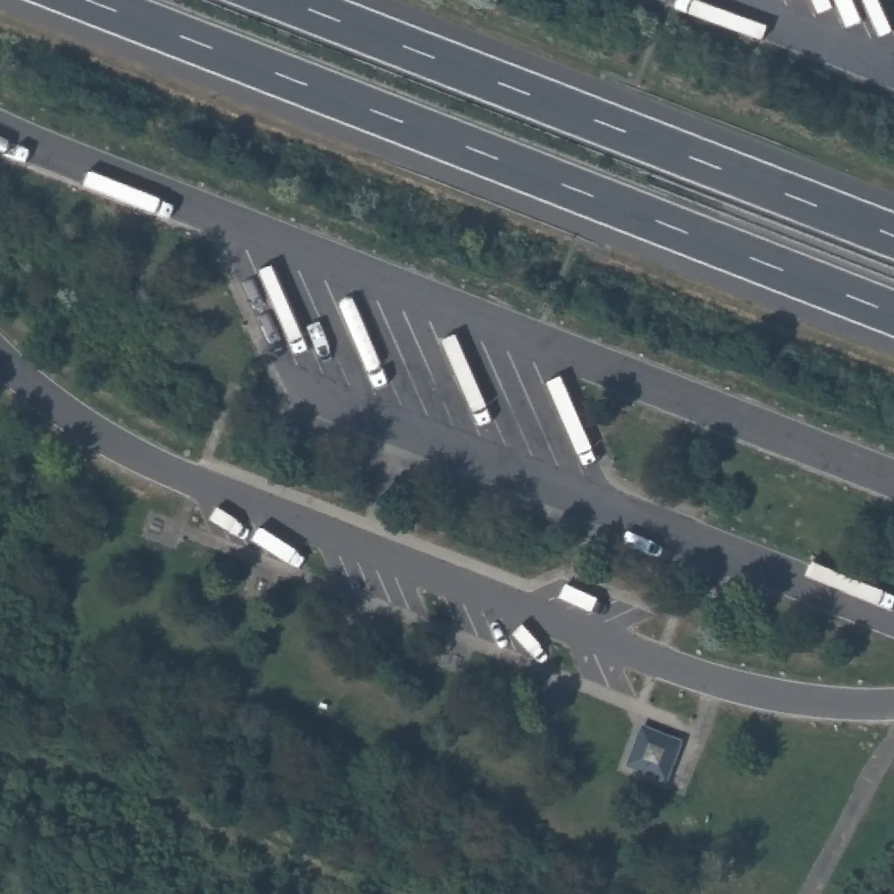 Aerial photo (orthophoto) of truck parking Saaletal Süd from 2025
