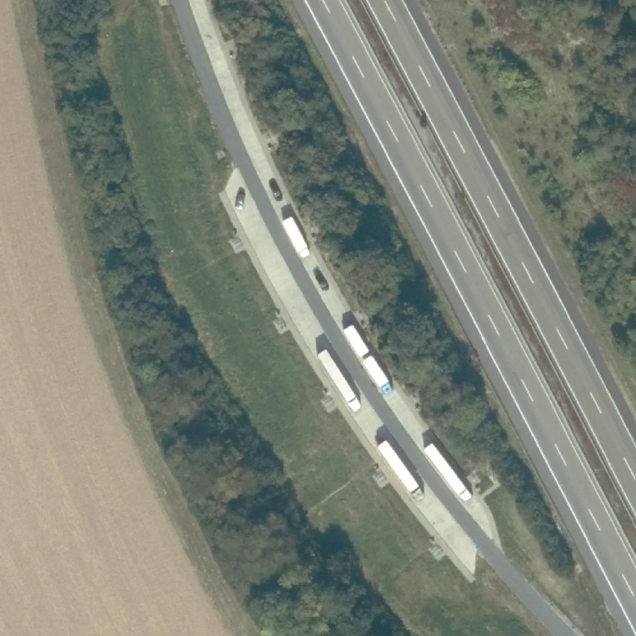 Aerial photo (orthophoto) of truck parking Hoppenberg from 2024
