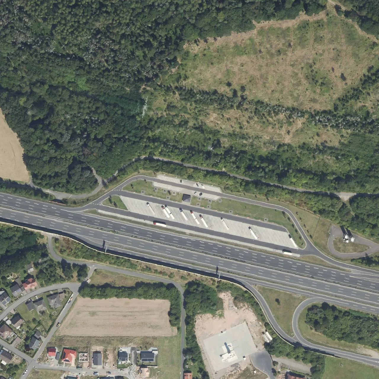 Aerial photo (orthophoto) of truck parking Burgberg from 2024