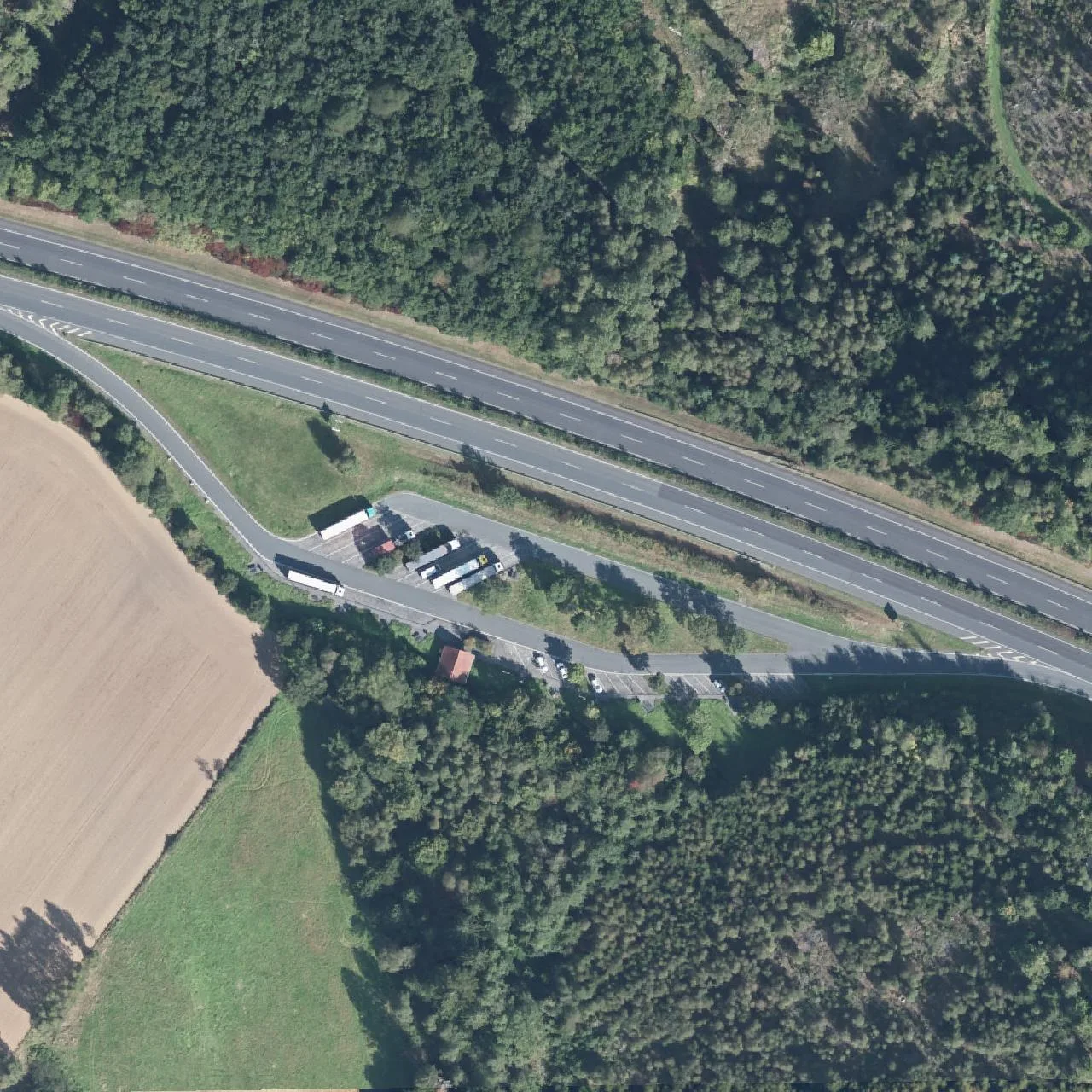 Aerial photo (orthophoto) of truck parking Wannetal from 2024