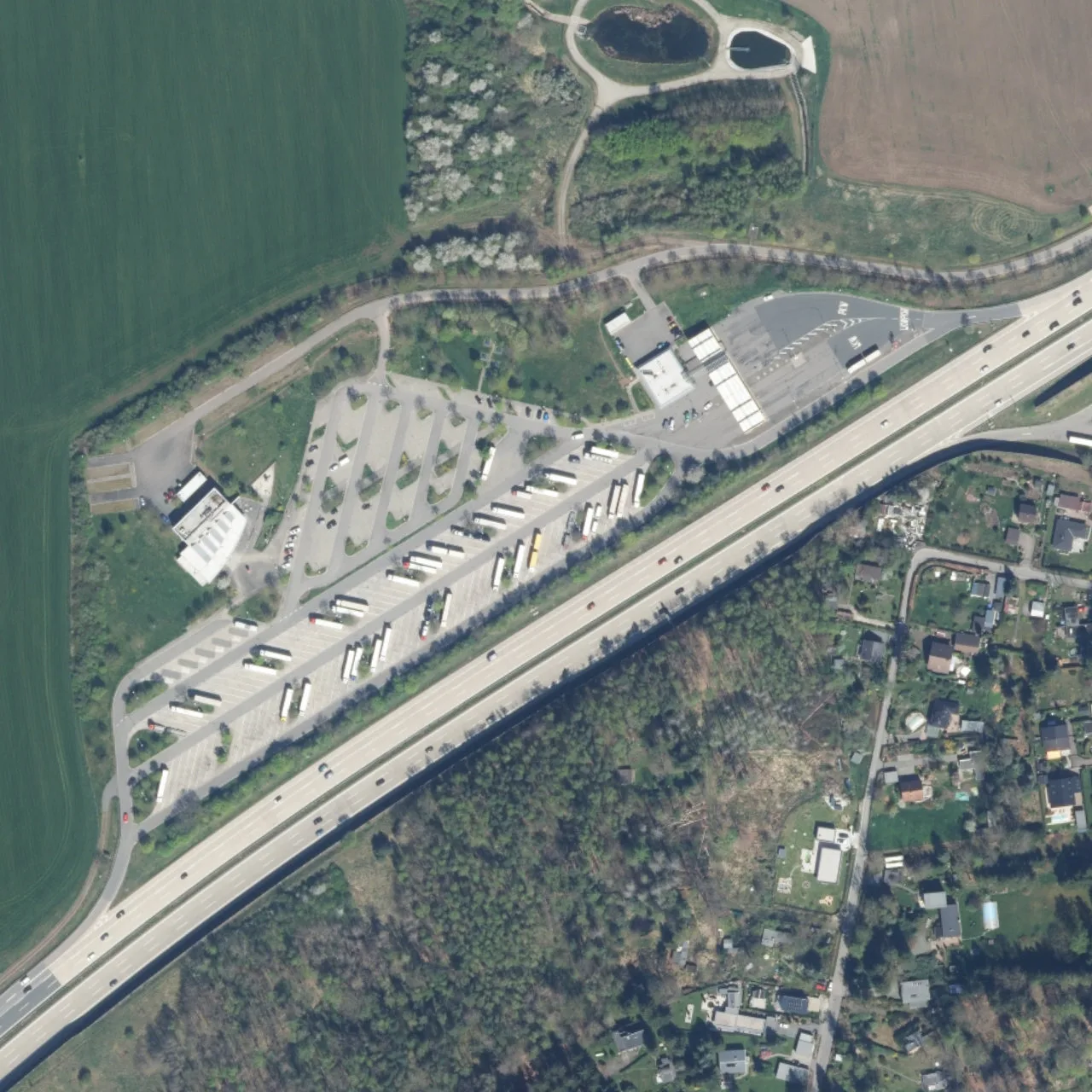 Aerial photo (orthophoto) of truck parking Auerswalder Blick Nord from 2023