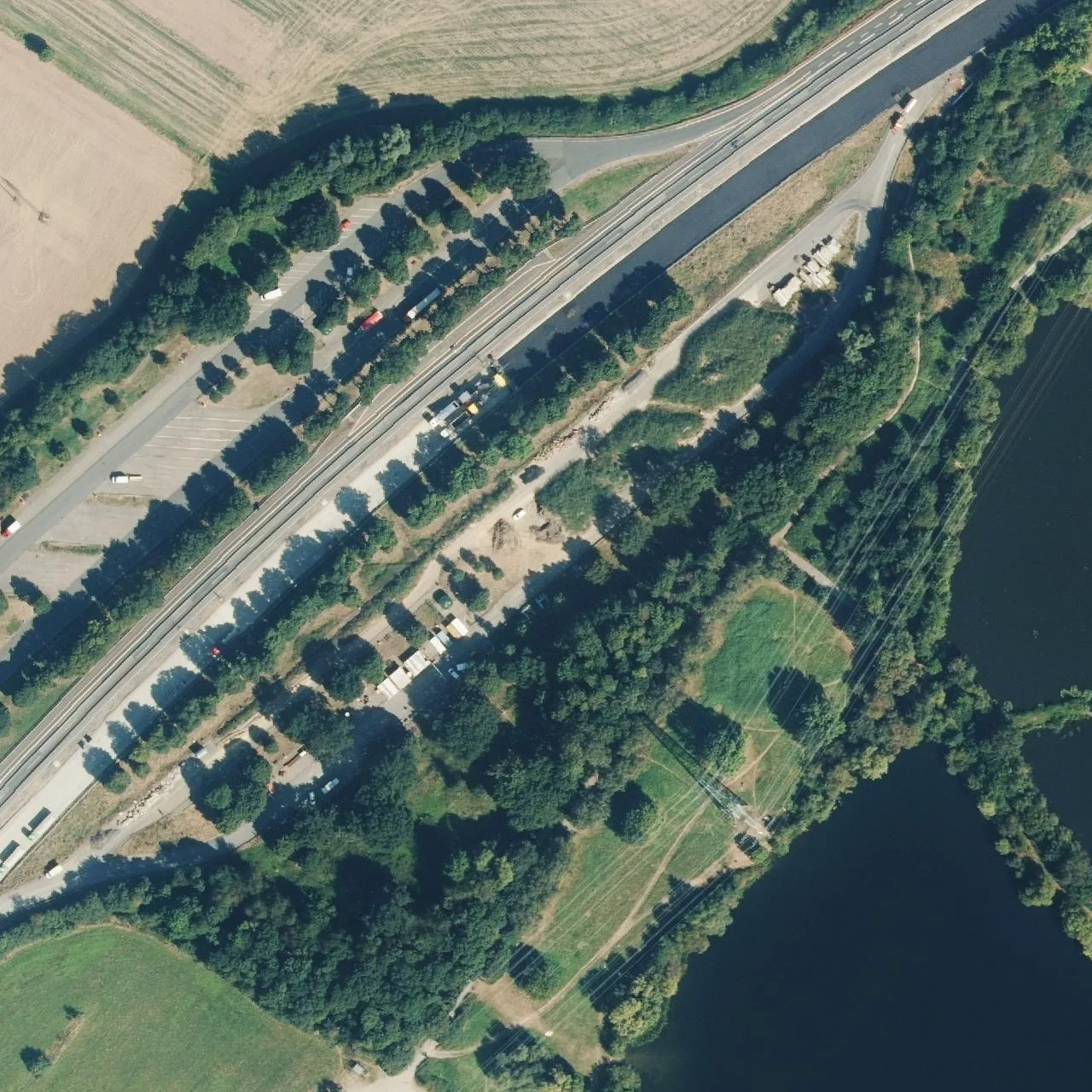 Aerial photo (orthophoto) of truck parking Silbersee from 2024