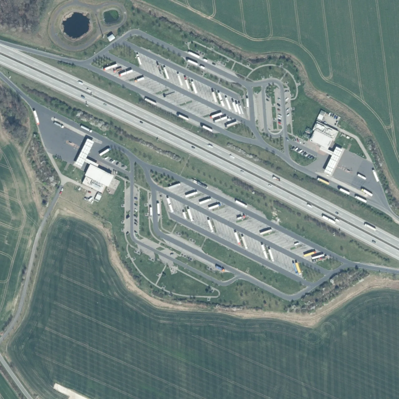 Aerial photo (orthophoto) of truck parking Muldental Süd from 2023
