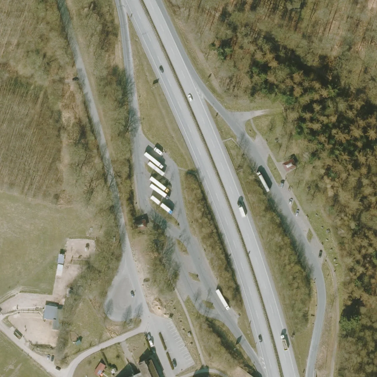 Aerial photo (orthophoto) of truck parking Rehbrook West from 2025