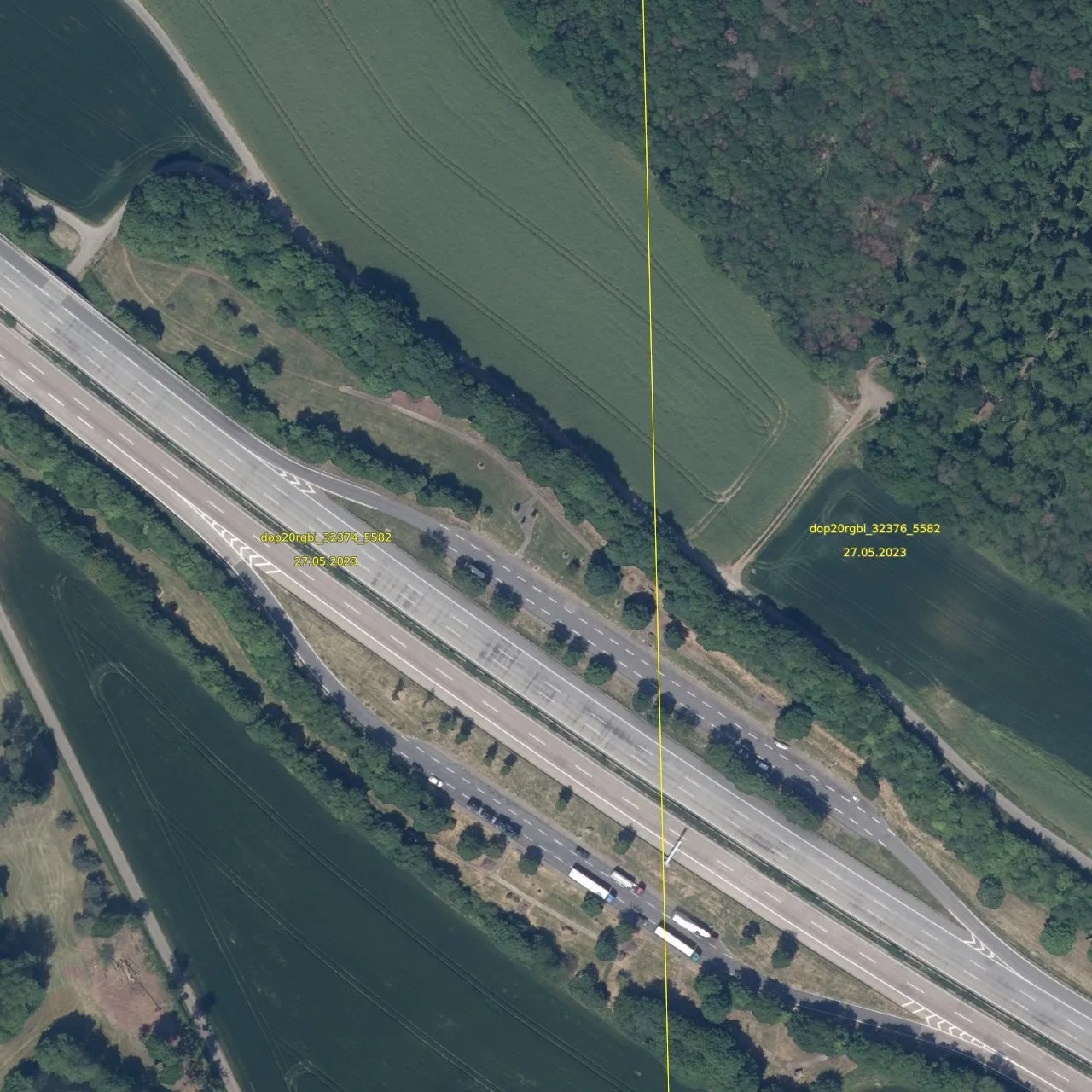 Luftbild (Orthofoto) des LKW-Parkplatzes Thelenberg aus dem Jahr 2023