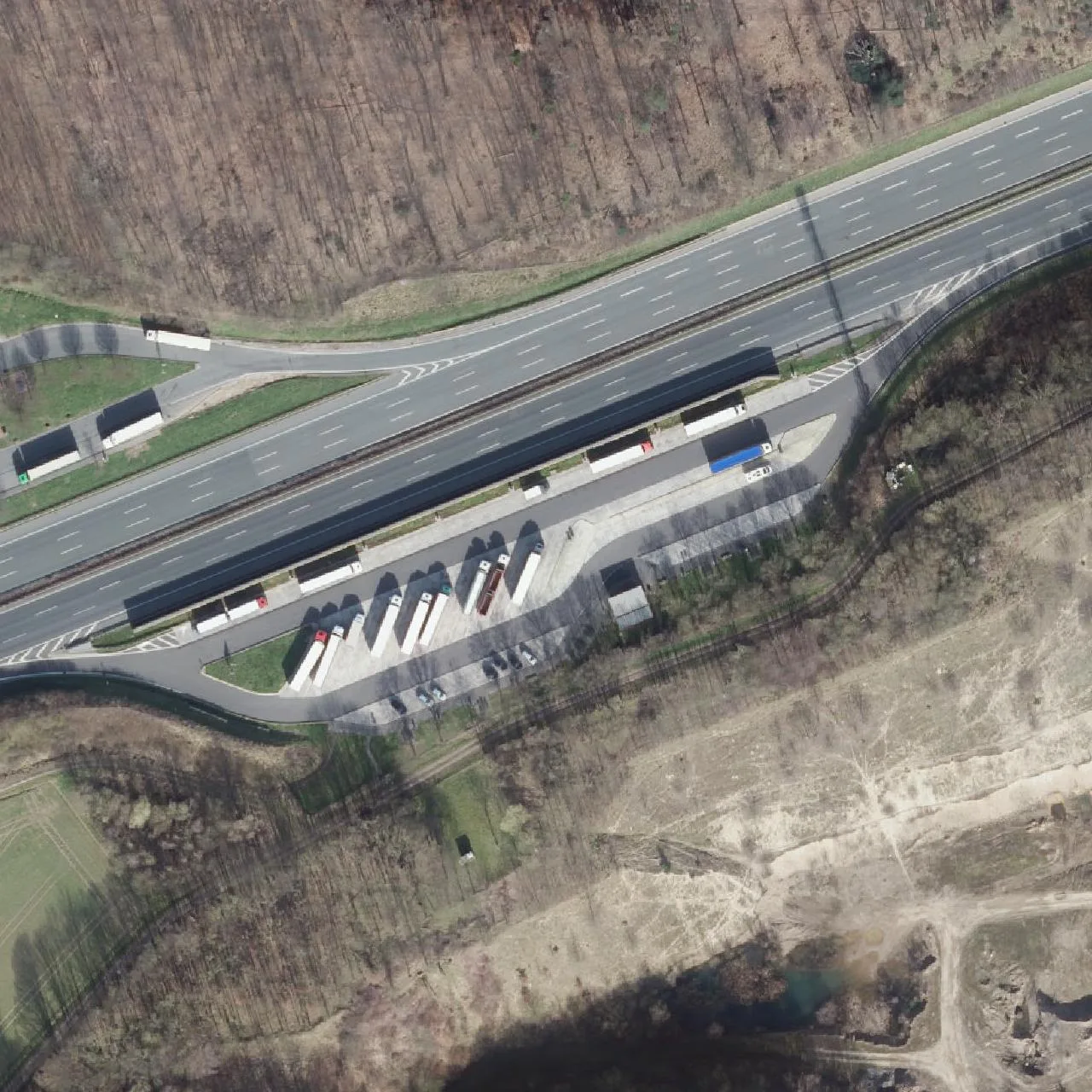 Aerial photo (orthophoto) of truck parking Fuchsgrund from 2024