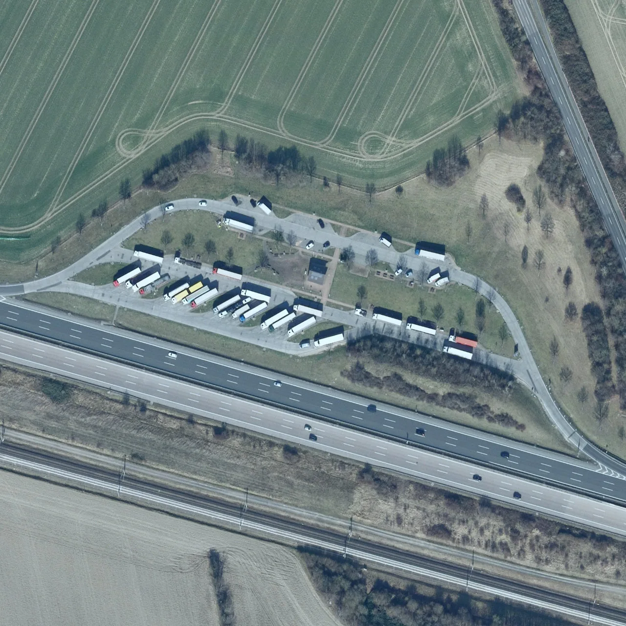 Aerial photo (orthophoto) of truck parking Birkenwald Nord from 2023