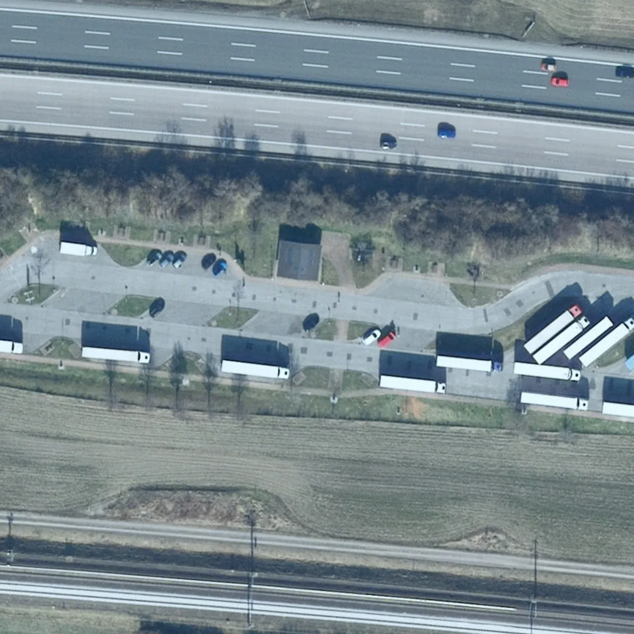 Aerial photo (orthophoto) of truck parking Birkenwald Süd from 2023