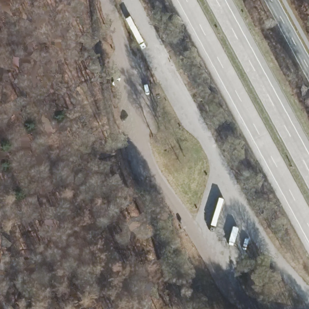 Aerial photo (orthophoto) of truck parking Vareler Wald West from 2023
