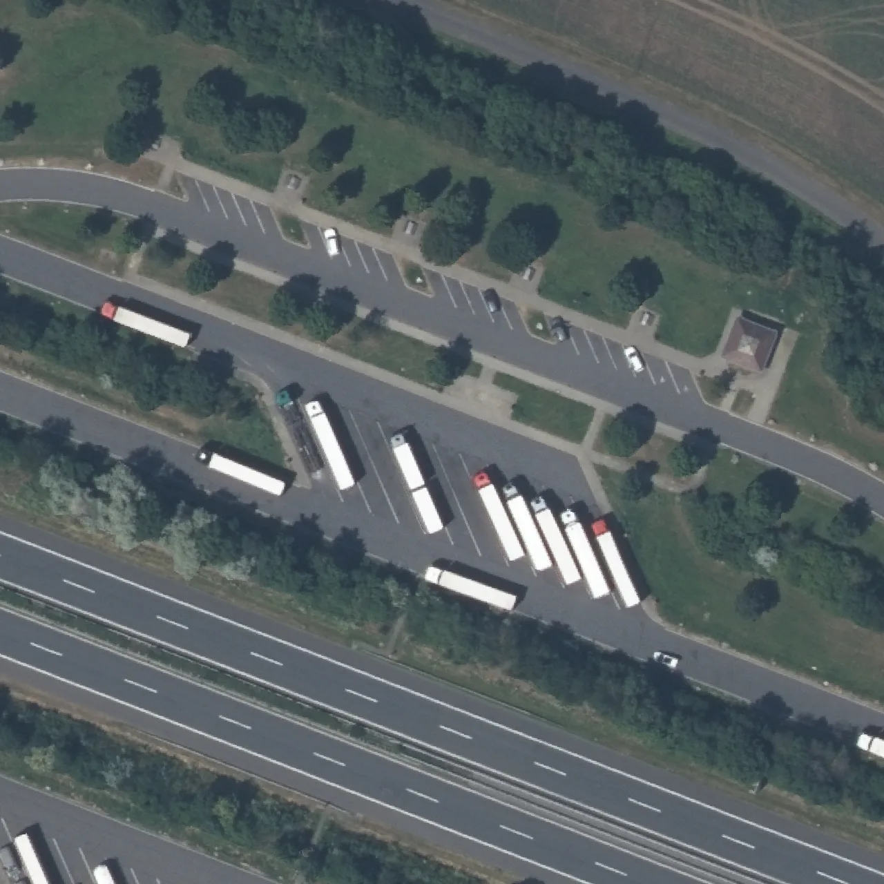 Aerial photo (orthophoto) of truck parking Saaletal Nord from 2025