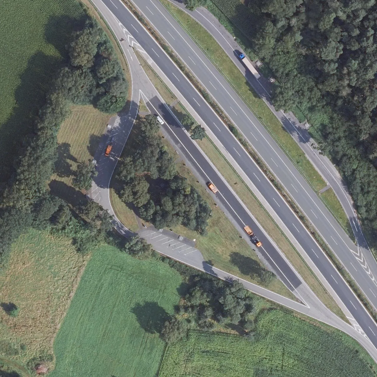Aerial photo (orthophoto) of truck parking Loher Feld from 2024