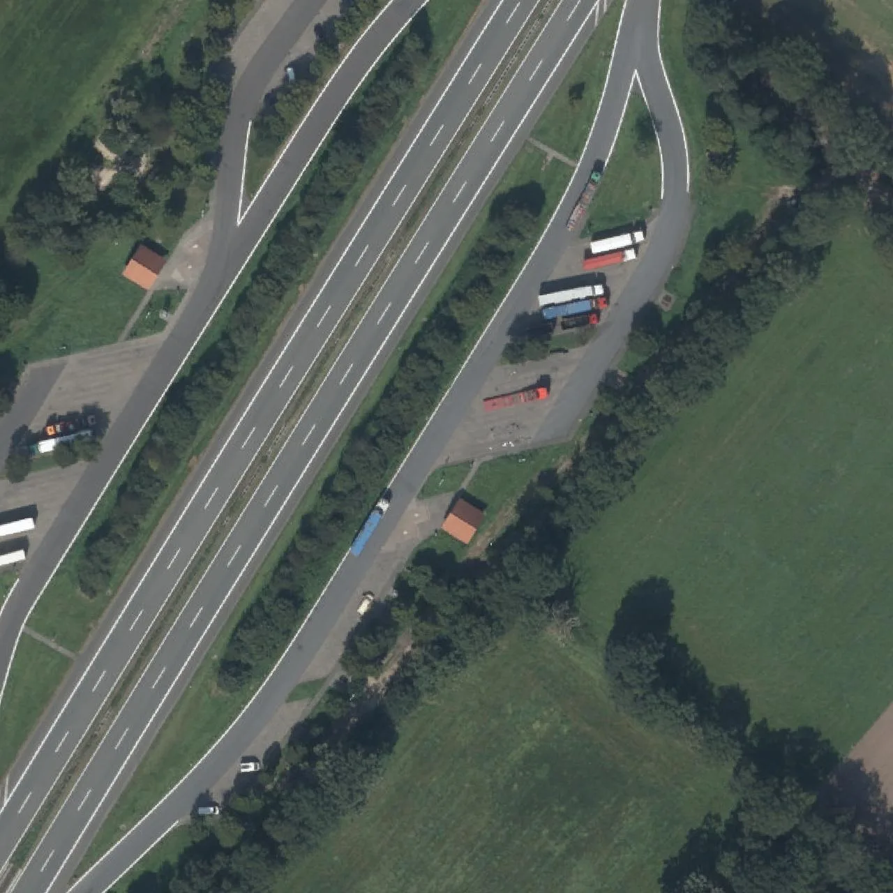 Aerial photo (orthophoto) of truck parking Lau Brechte from 2024