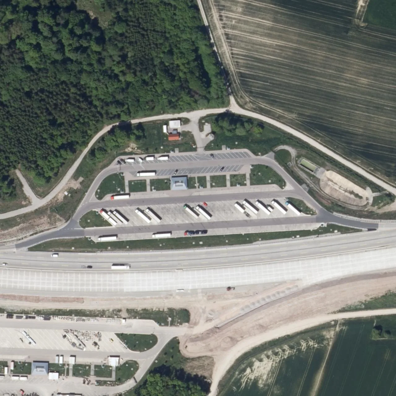 Aerial photo (orthophoto) of truck parking Rothensteig Nord from 2023
