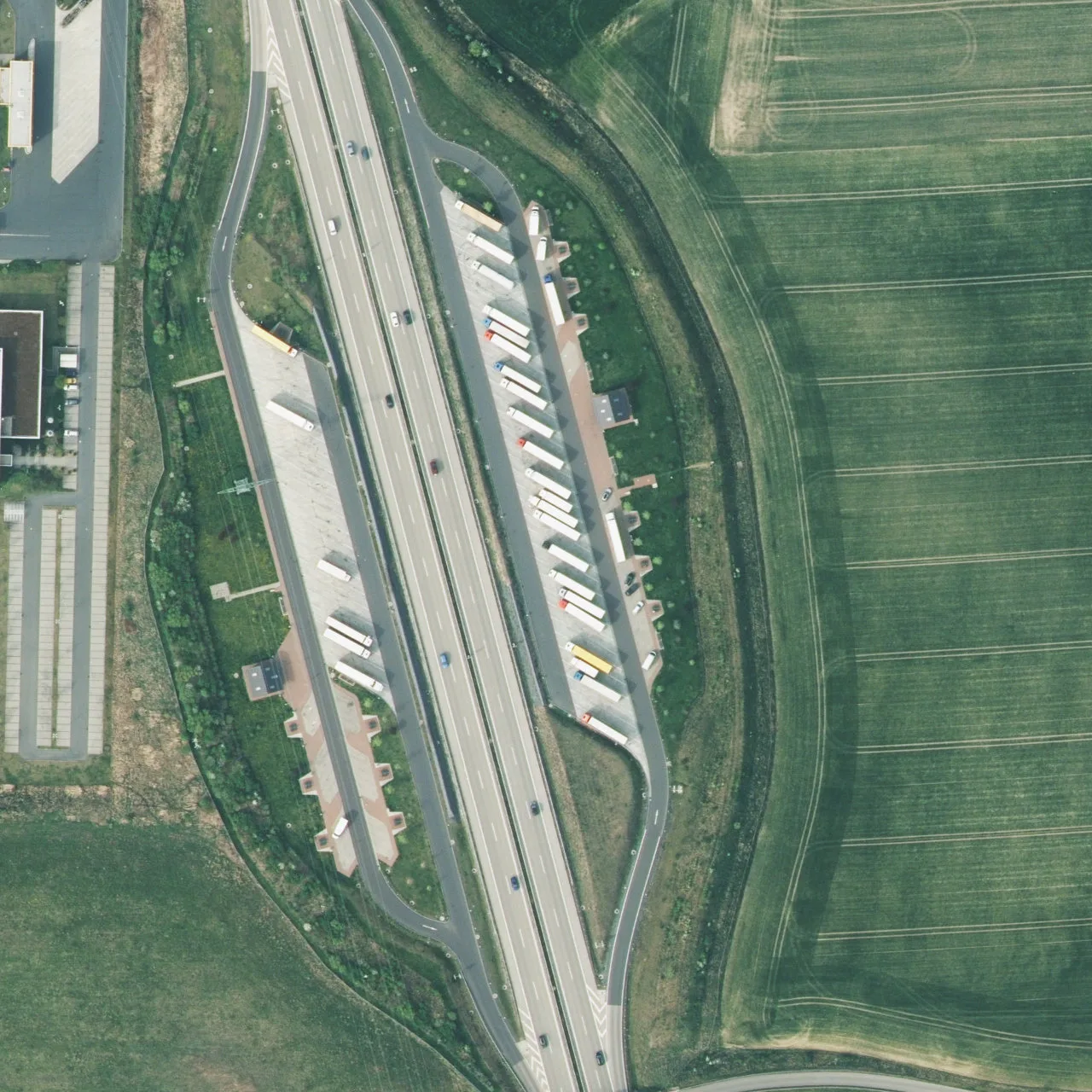 Aerial photo (orthophoto) of truck parking Finkenberg Ost from 2024