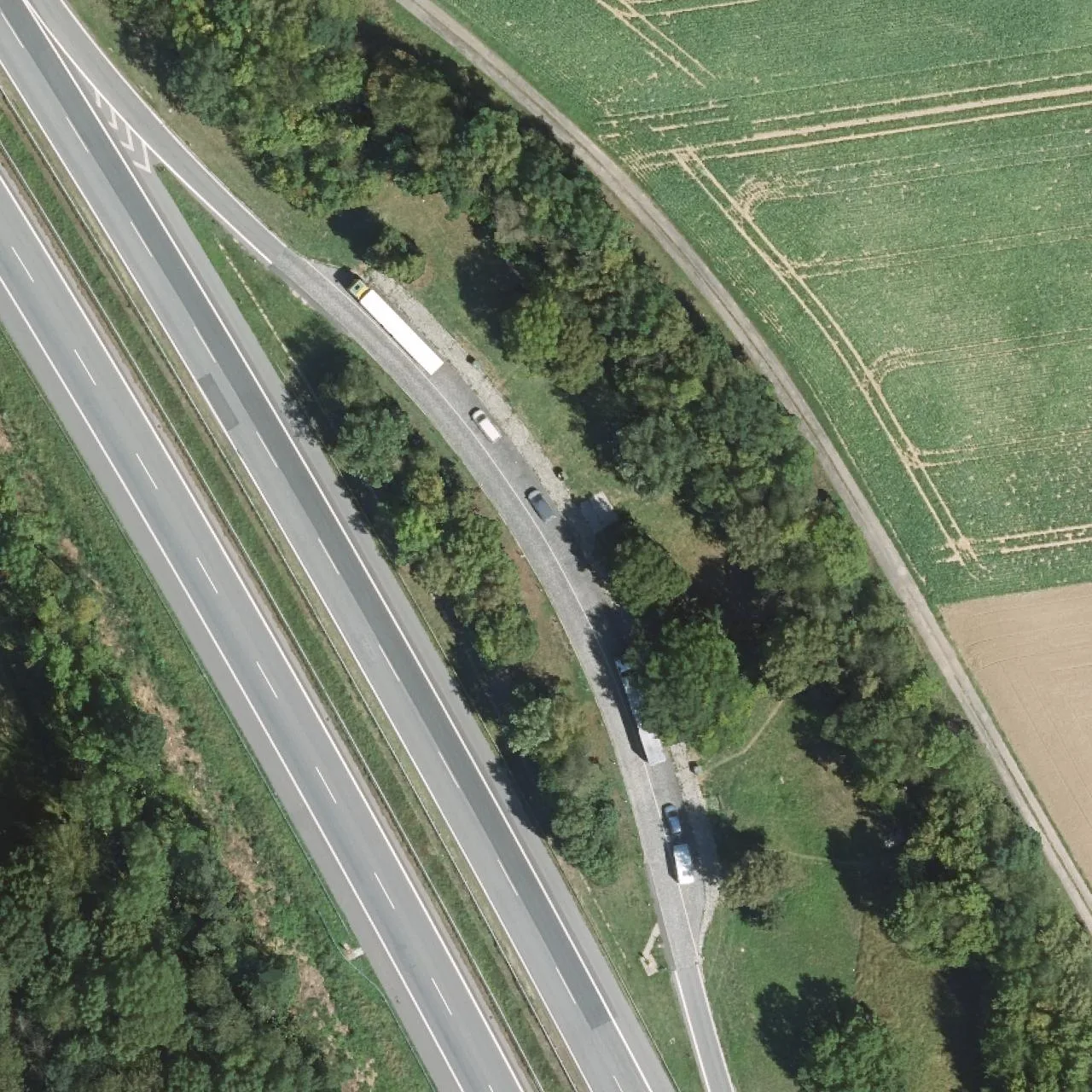 Aerial photo (orthophoto) of truck parking Kapellenholz Ost from 2023