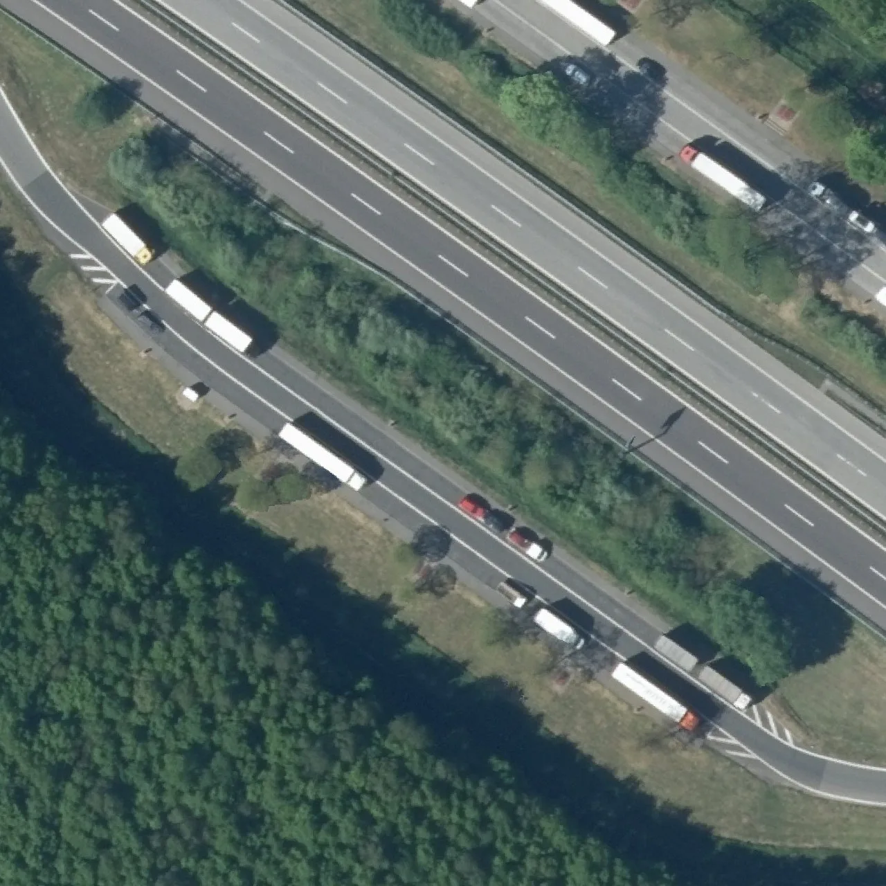Aerial photo (orthophoto) of truck parking RA A24 km 141,775 Ri. Dreieck Havelland from 2024