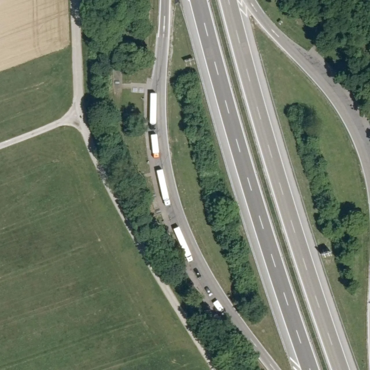 Aerial photo (orthophoto) of truck parking Buxachtal-West from 2025