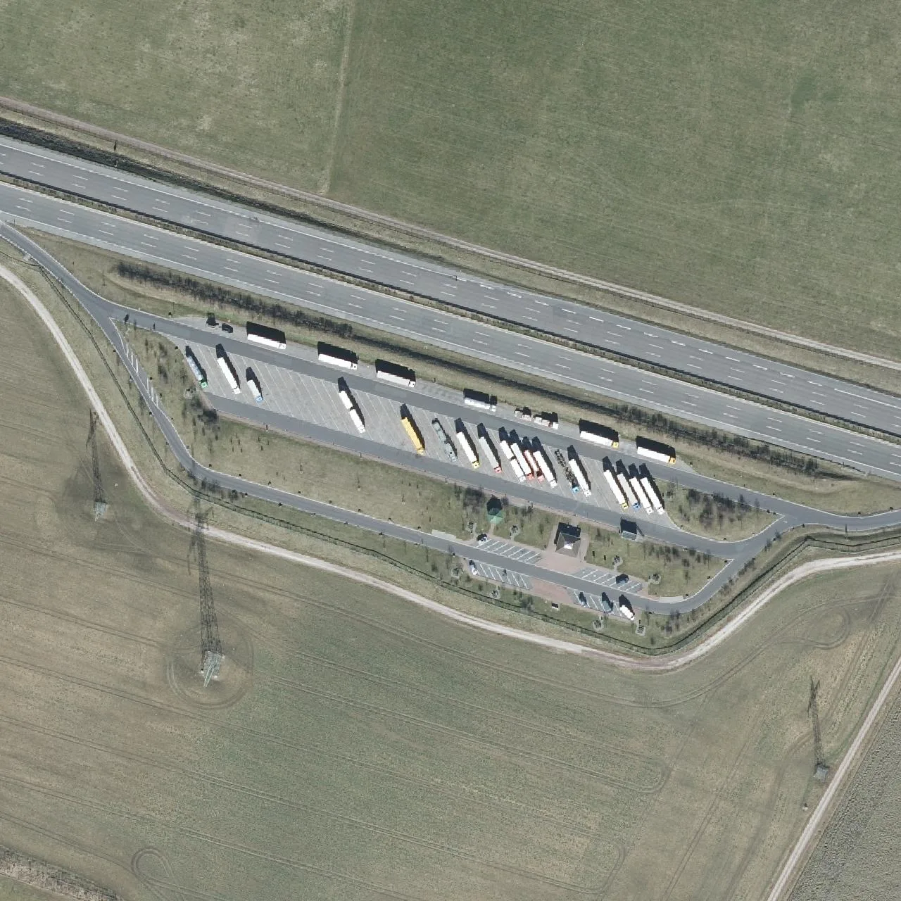 Aerial photo (orthophoto) of truck parking Hainich Süd from 2025