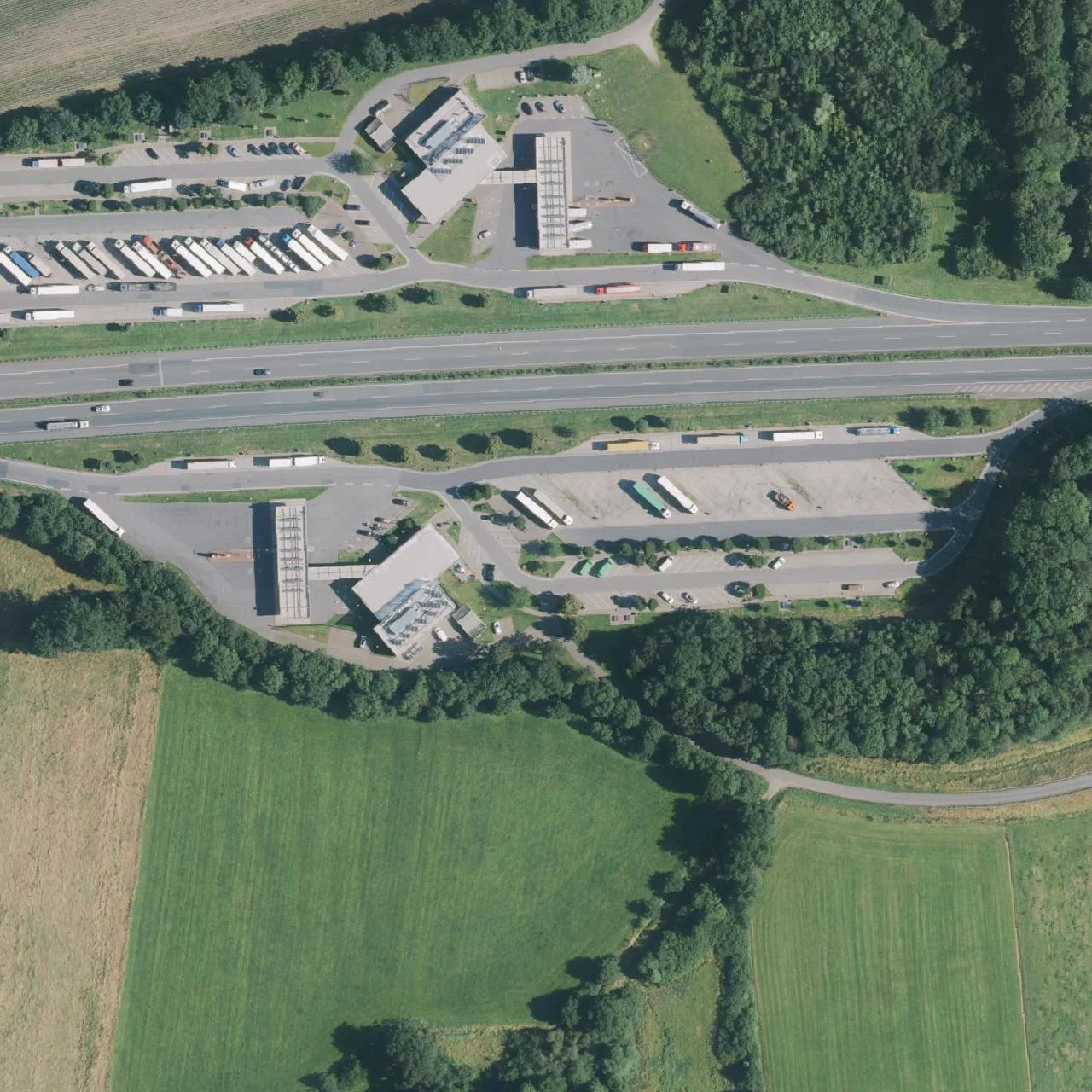 Aerial photo (orthophoto) of truck parking Brockbachtal (Süd) from 2024