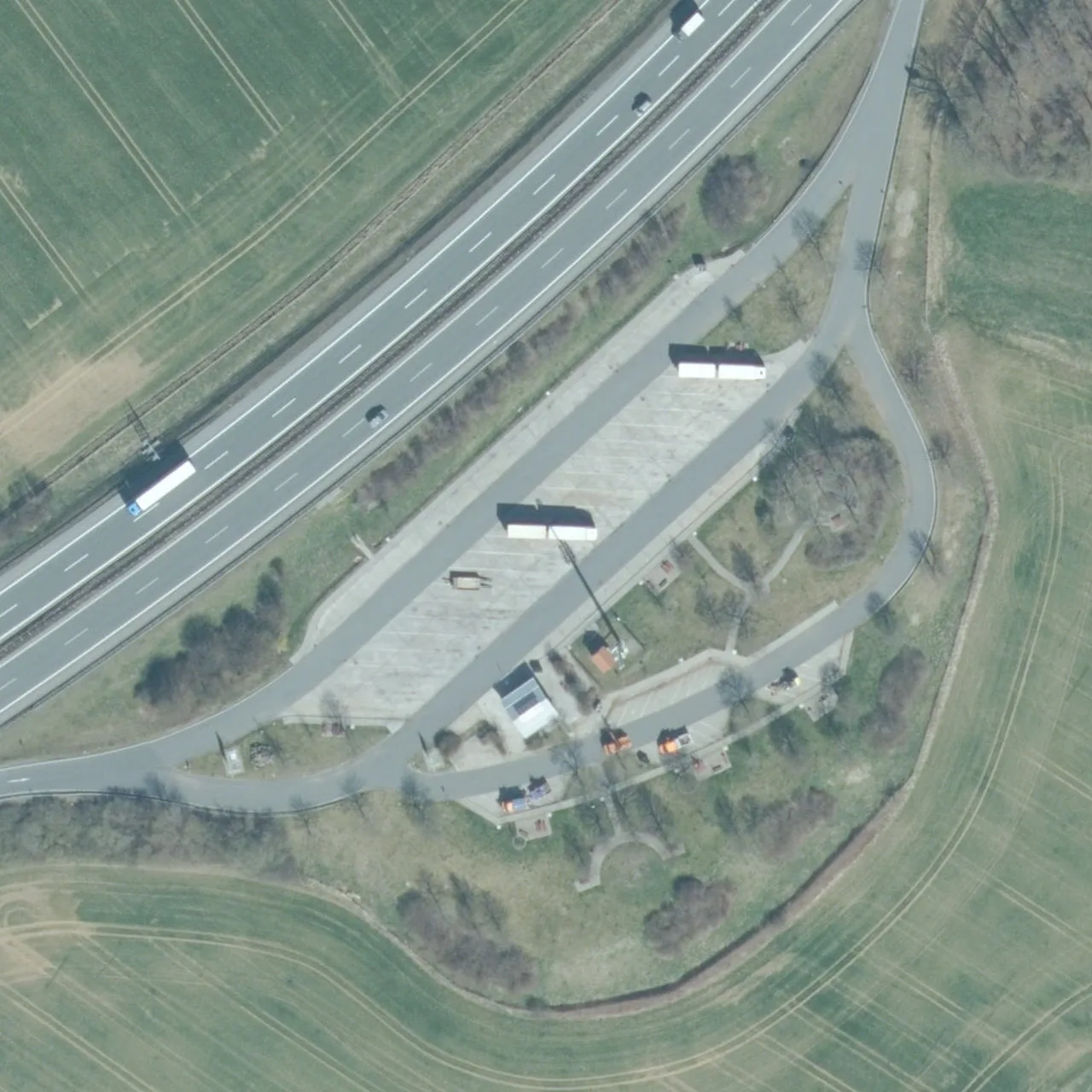 Aerial photo (orthophoto) of truck parking Neuensalz from 2023